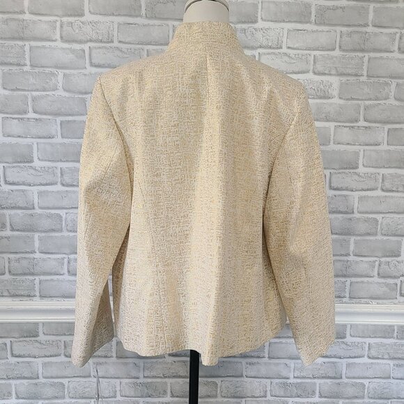 Peter Nygard Egyptian Cotton Blend Blazer Ivory Metallic Gold 16 NEW Classic - Picture 4 of 10